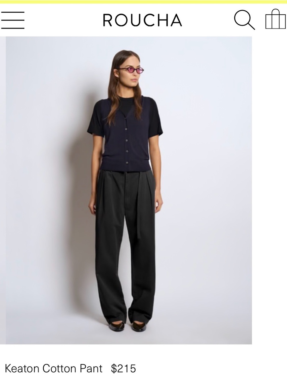 Roucha Keaton cotton pant black size small short